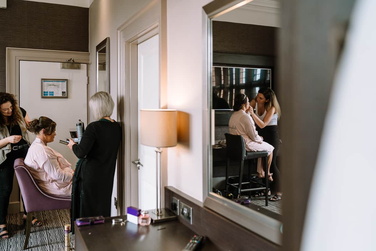Busy Bridal Preparations at Abbey House Hotel before a Spring Family Wedding