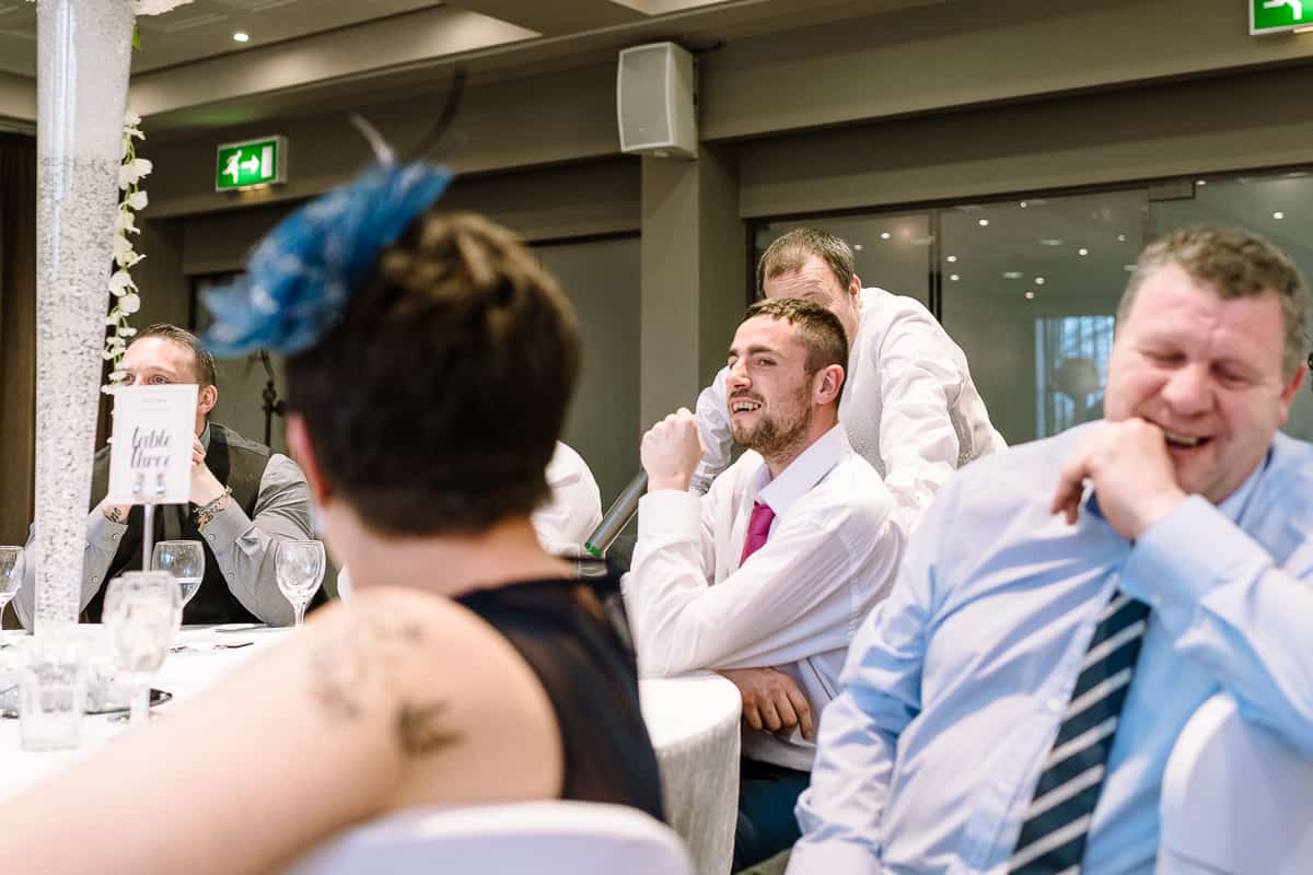 Speeches during the wedding breakfast in the Cavendish Suite at Abbey House Hotel, Barrow-in-Furness