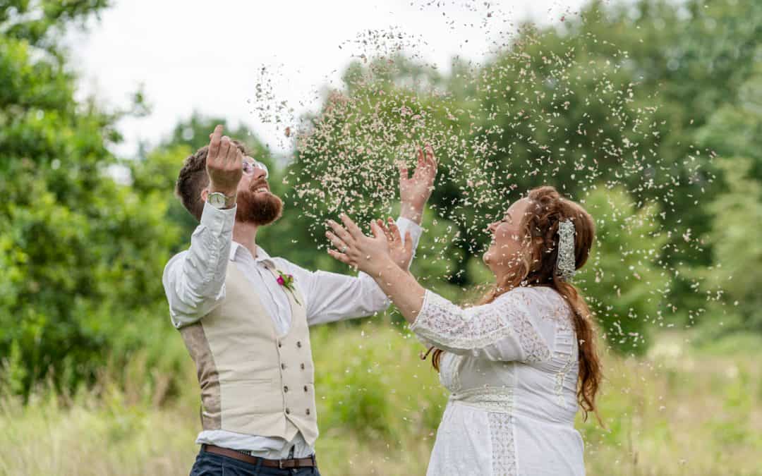 Wedding photography of a dog friendly elopement at Fletcher Moss Botanical Gardens in the Northwest of England